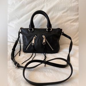 Rebecca Minkoff mini moto crossbody micro zip black leather shoulder bag